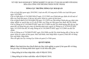Quyết định 1820/QĐ-TCHQ Quy trình nghiệp vụ quản lý hải quan