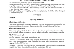 Thông tư 13/2010/TT-BTNMT  Giải thưởng Môi trường Việt Nam