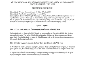 Quyết định 1328/QĐ-TTg  kiện toàn, sửa đổi chức năng, nhiệm vụ