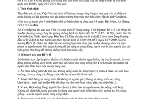 Thông báo 382/TB-DP về tình hình tiêu chảy cấp do phẩy khuẩn tả do Cục Y tế dự phòng ban hành