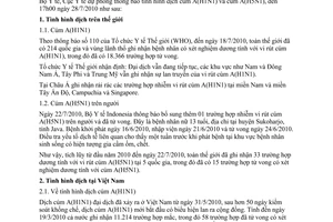Thông báo 385/TB-DP về tình hình dịch cúm A(H1N1) và cúm A(H5N1) do Cục Y tế dự phòng ban hành