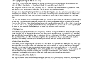 Thông báo 449/TB-BGDĐT về tuyển sinh viên đi học đại học tại Liên bang Nga năm 2010 do Bộ Giáo dục và Đào tạo ban hành