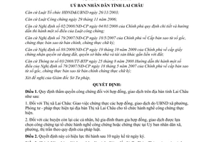 Quyết định 13/2010/QĐ-UBND thẩm quyền công chứng hợp đồng giao dịch Lai Châu