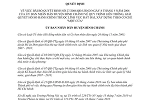 Quyết định 10/2010/QĐ-UBND bãi bỏ 27/2006/QĐ- UBND giải quyết hồ sơ hành chính Bình Chánh HCM