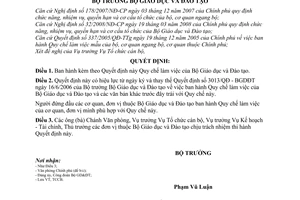 Quyết định 3139/QĐ-BGDĐT Quy chế làm việc Bộ Giáo dục và Đào tạo