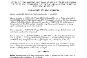 Quyết định số 15/2010/QĐ-UBND cán bộ hoạt động không chuyên trách ở xã Nam Định