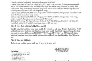 Thông tư 111/2010/TT-BTC sửa đổi mức thuế suất thuế nhập khẩu ưu đãi