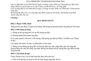 Thông tư 11/2010/TT-BKHCN quản lý đo lường, chất lượng trong kinh doanh xăng dầu