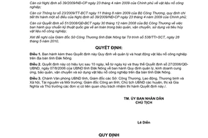 Quyết định 21/2010/QĐ-UBND quản lý hoạt động vật liệu nổ công nghiệp Đắk Nông