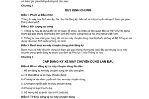Thông tư 20/2010/TT-BGTVT cấp, đổi, thu hồi đăng ký, biển số xe máy