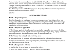 Circular No. 12/2010/TT-BKHCN guiding quality and measurement management