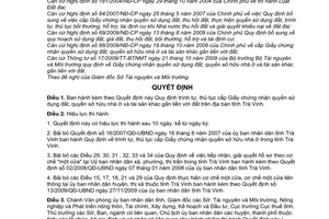 Quyết định 03/2010/QĐ-UBND Quy định trình tự, thủ tục cấp giấy chứng nhận