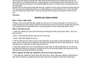 Thông tư 10/2010/TT-BKHCN hướng dẫn đánh giá, nghiệm thu dự án thuộc chương trìn