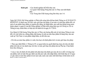 Công văn 1133/QLCL-CL1 hướng dẫn Thông tư 29/2010/TT-BNNPTNT