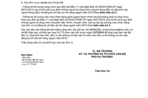 Công văn 3856/BGDĐT-TCCB thống kê số công chức, viên chức và đăng ký chỉ tiêu