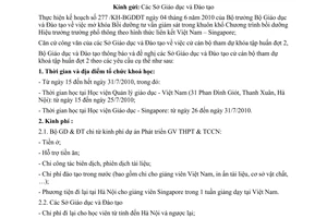 Công văn 3969/BGDĐT-NGCBQLGD  cử cán bộ tham gia đợt 2 khoá Bồi dưỡng tư vấn