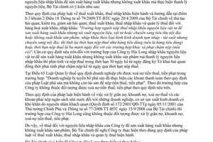 Công văn 8908/BTC-CST  thuế nguyên liệu sản xuất hàng xuất khẩu