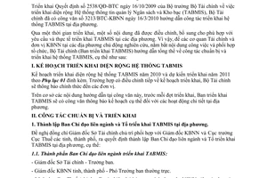 Công văn số 9149/BTC-KBNN ngày 13/07/2010 hướng dẫn triển khai hệ thống TABMIS