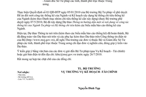 Công văn 213/BTP-KHTC  Dự thảo Thông tư công tác thống kê Ngành Tư pháp