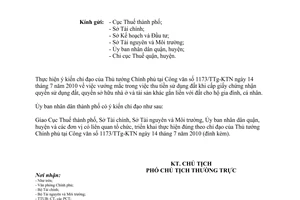 Công văn 3431/UBND-ĐTMT thu tiền sử dụng đất