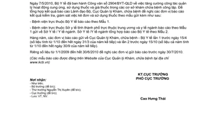 Công văn 654/KCB-NV thực hiện Công văn 2904/BYT-QLD