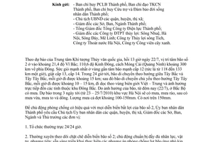 Công văn 5732/UBND-NN sẵn sàng phòng chống với diễn biến của cơn bão số 2 do Ủy ban nhân dân thành phố Hà Nội ban hành