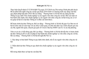 Công văn 2522/LĐTBXH-BTXH Thông tư quy định chức danh, mã số các ngạch