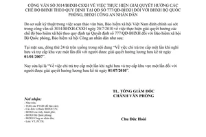 Công văn 3110/ĐC-BHXH đính chính Công văn 3014/BHXH-CSXH