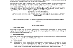 Quy chuẩn kỹ thuật Quốc gia QCVN 08:2010/BTTTT về phơi nhiễm trường điện từ của các trạm gốc điện thoại di động mặt đất công cộng do Bộ trưởng Bộ Thông tin và Truyền thông ban hành