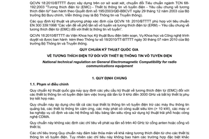 Quy chuẩn kỹ thuật Quốc gia QCVN 18:2010/BTTTT về tương thích điện từ đối với thiết bị thông tin vô tuyến điện do Bộ trưởng Bộ Thông tin và Truyền thông ban hành