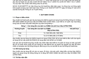 Quy chuẩn kỹ thuật Quốc gia QCVN 15:2010/BTTTT về thiết bị đầu cuối thông tin di động W-CDMA FDD do Bộ trưởng Bộ Thông tin và Truyền thông ban hành