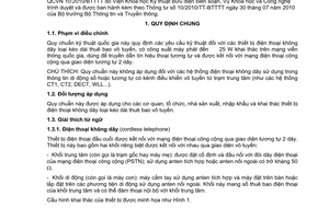 Quy chuẩn kỹ thuật Quốc gia QCVN 10:2010/BTTTT về thiết bị điện thoại không dây (kéo dài thuê bao) do Bộ trưởng Bộ Thông tin và Truyền thông ban hành