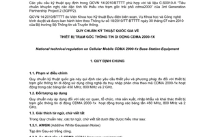 Quy chuẩn kỹ thuật Quốc gia QCVN 14:2010/BTTTT về thiết bị trạm gốc thông tin di động CDMA 2000–1x do Bộ trưởng Bộ Thông tin và Truyền thông ban hành