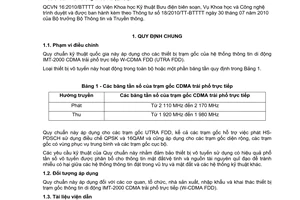 Quy chuẩn kỹ thuật Quốc gia QCVN 16:2010/BTTTT về thiết bị trạm gốc thông tin di động W-CDMA FDD do Bộ trưởng Bộ Thông tin và Truyền thông ban hành
