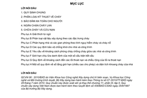 Quy chuẩn kỹ thuật Quốc gia QCVN 06:2010/BXD về an toàn cháy cho nhà và công trình do Bộ trưởng Bộ Xây dựng ban hành