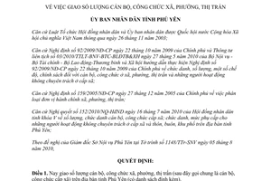 Quyết định 1111/2010/QĐ-UBND giao số lượng cán bộ công chức xã Phú Yên