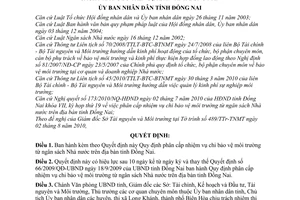 Quyết định 50/2010/QĐ-UBND phân cấp nhiệm vụ chi bảo vệ môi trường