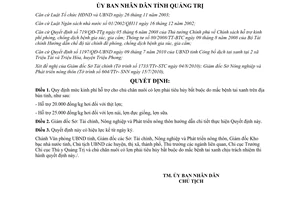 Quyết định 1474/QĐ-UBND 2010 mức kinh phí hỗ trợ chủ chăn nuôi có lợn tai xanh bị tiêu hủy Quảng Trị