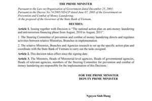 Decision No. 1451/QD-TTg promulgating the national action plan on anti-money