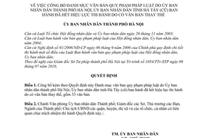 Quyết định 3948/QĐ-UBND công bố Danh mục văn bản quy phạm pháp luật