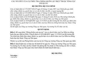 Quyết định 2055/QĐ-BTC sửa đổi Quyết định 1016/QĐ-BTC