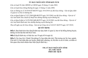 Quyết định 32/2010/QĐ-UBND quản lý bảo trì hệ thống đường huyện đường xã Kon Tum