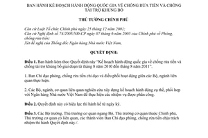 Quyết định 1451/QĐ-TTg Kế hoạch hành động quốc gia chống rửa tiền