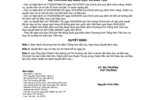 Quyết định 3321/QĐ-BGDĐT Chương trình thí điểm Tiếng Anh tiểu học