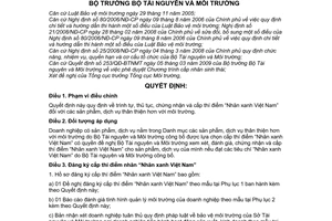 Quyết định 1493/QĐ-BTNMT quy định trình tự, thủ tục, chứng nhận