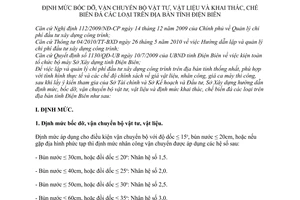 Hướng dẫn 521/HD-SXD định mức bốc dỡ, vận chuyển bộ vật tư vật liệu khai thác đá