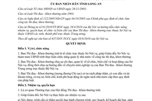 Quyết định 33/2010/QĐ-UBND nhiệm vụ quyền hạn cơ cấu tổ chức Ban Thi đua Khen thưởng Long An