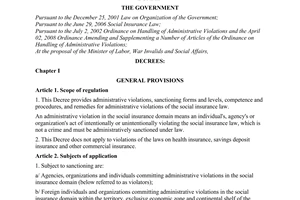 Decree No. 86/2010/ND-CP, on sanctioning of administrative violations