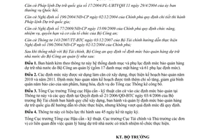 Thông tư 28/2010/TT-BCA-H41 ban hành định mức bảo quản hàng dự trữ Nhà nước