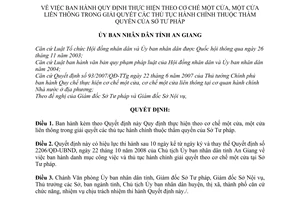 Quyết định 32/2010/QĐ-UBND thực hiện theo cơ chế một cửa,liên thông